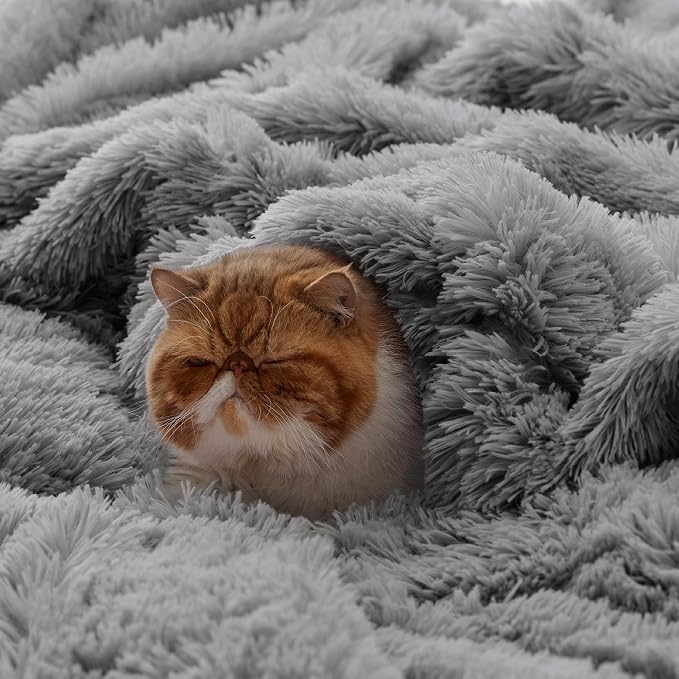 Bedsure GentleSoft Fuzzy Sherpa Faux Fur Twin Blanket Grey Cozy Gifts - Image 4