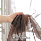OVZME Chocolate Brown Sheer Curtains 45 Inches Long 2 Panels, Light Filtering - Image 4
