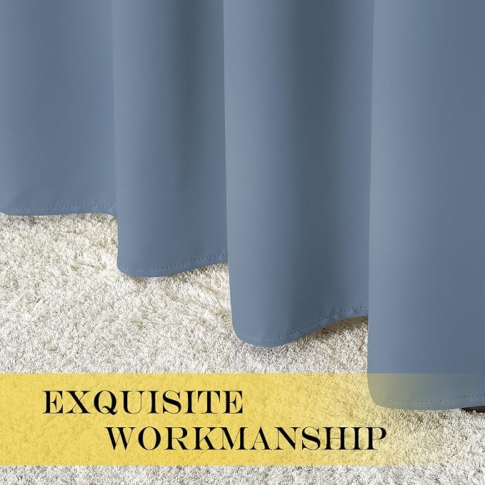 NICETOWN Stone Blue Blackout Doorway Curtains 78 inches Long, Grommet Light - Image 6