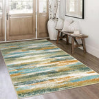 Lansny Modern Abstract 4x6 Living Room Washable Rug Non-Slip Soft Bedroom Area by lansny
