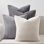Topfinel Cushion Cover 50x50 cm Gray Set of 4 Corduroy Pillow Covers Cushion by Topfinel