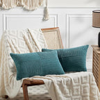 Fancy Homi 2 Packs Teal Lumbar Decorative Throw Pillow Covers 16x28 Inch by Fancy+Homi