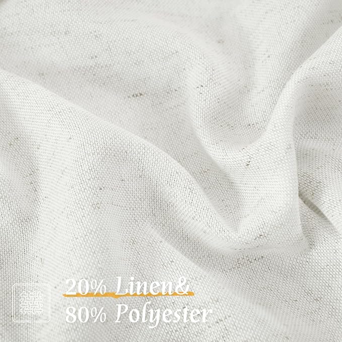 LAMIT Natural Linen Curtains for Bedroom, 84 Inch Length Faux Linen Textured - Image 2