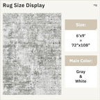 6x9 Abstract Area Rugs for Living Room 6 x 9 Washable Non Slip Low Pile Gray - Image 5