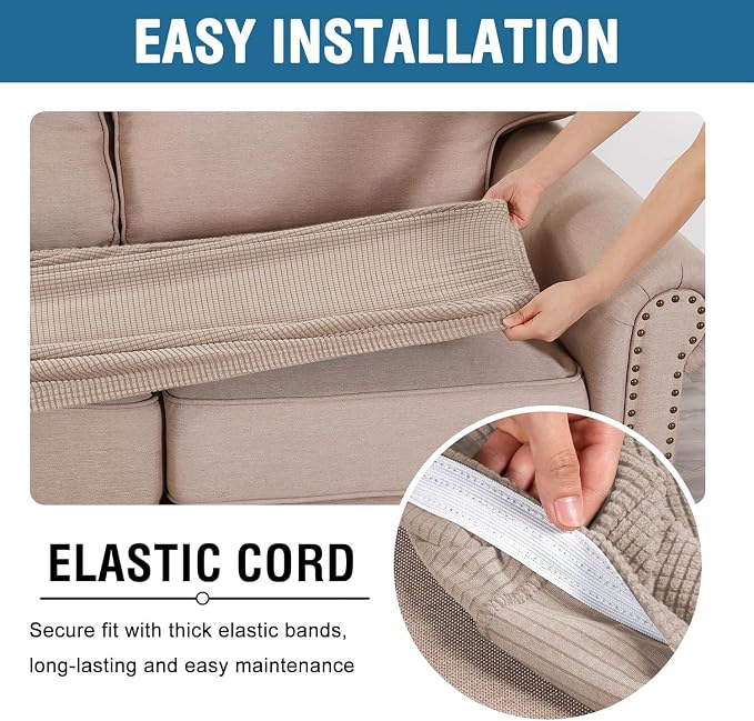 H.VERSAILTEX Super Stretch Individual Seat Sofa Covers Couch Slipcover Sets - Image 5