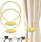 Hion Magnetic Curtain Tiebacks Golden 2pcs, Curtain Tiebacks Buckles Holdbacks by Hion