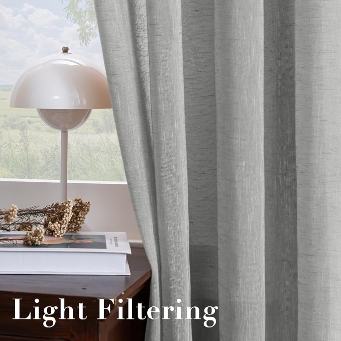 H.VERSAILTEX Ultimate Natural Effect Linen Semi-Sheer Curtains, Nickel Grommet - Image 5
