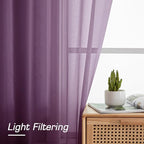 OWENIE Plum Sheer Curtains 63 Inches Long 2 Panels Set, Light Filtering Voile - Image 4