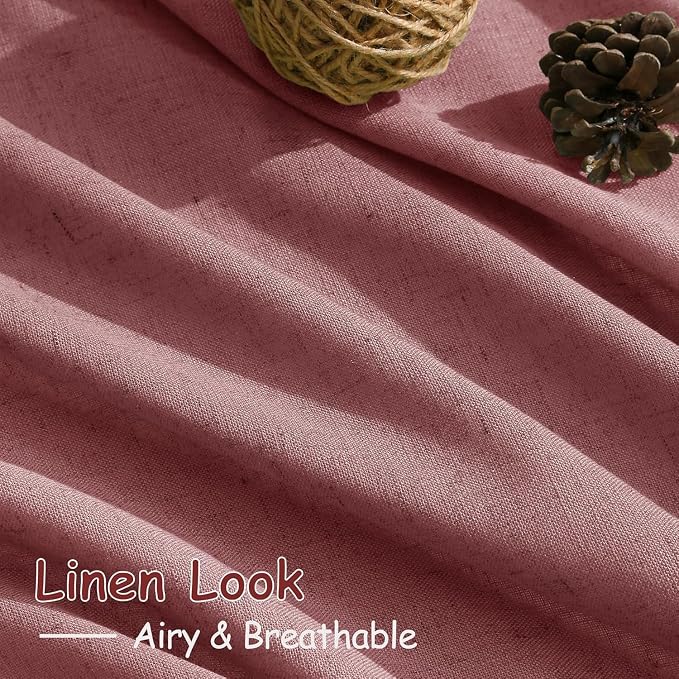 Canyon Rose Linen Curtains for Living Room 126 Inches Long Light Filtering Semi - Image 4