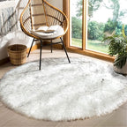 Goolela Round Sheepskin Area Rug 6ft Fluffy Circle Faux Fur Rug by Goolela