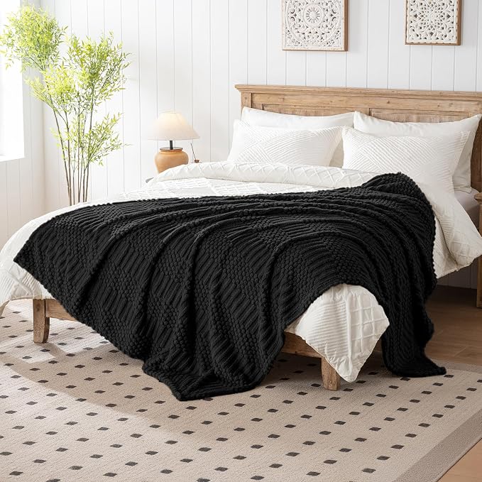 50x70 Inch Black Throw Blanket - Image 3
