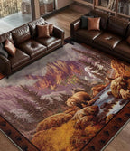 YIHOUSE Rustic Cabin Area Rug for Bedroom 6x9, Machine Washable Woodland Bear - Image 3