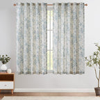 jinchan Linen Blend Curtain Floral Curtains by JINCHAN