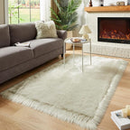 AMTOVO Faux Fur Sheepskin Rug for Living Room, 4 x 6 ft Light Grey Fluffy Area - Image 7