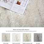 ORINOVA White and Grey Shaggy Round Rugs 6.6ft Large Circle Washable Faux - Image 8