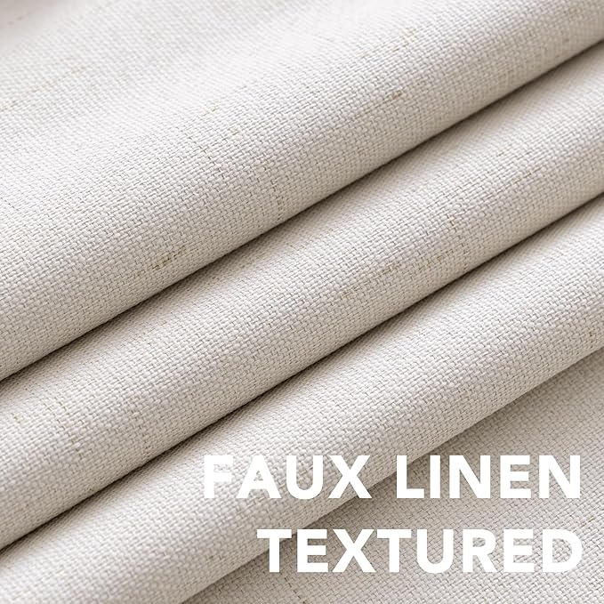 H.VERSAILTEX Primitive Linen Curtains 100% Blackout Curtain Drapes Burlap - Image 4
