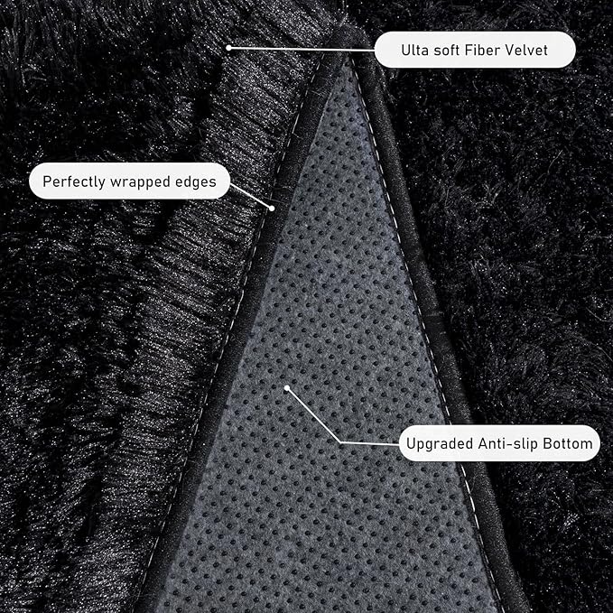 Rugs for Living Room 5x7, Soft Shaggy Modern Shag Black Area Rug for Bedroom - Image 5