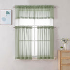 Chyhomenyc Sage Green Sheer Curtains 30 inch Length 2 Panels, Light Filtering - Image 2