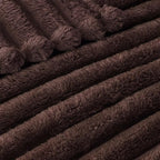 Exclusivo Mezcla Queen Size Flannel Fleece Blanket, Super Soft Striped Jacquard - Image 4