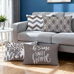 Hexagram Geometric Grey Pillow Covers 12x20 Set of 4, Decorative Outdoor Boho - Image 2
