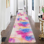 Fluffy Colorful Rug for Bedroom 2x8 ft Kawaii Tie-Dyed Area Rug Non Slip Cute - Image 2