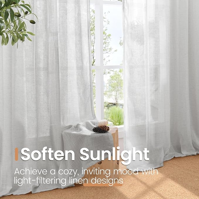 BGment Light Grey Linen Curtains 54 Inch Length - Image 4