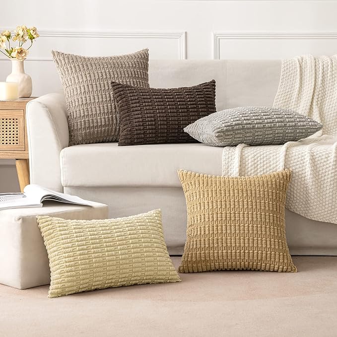 MIULEE Pack of 2 Corduroy Decorative Throw Pillow Covers 20x20 Inch Soft Boho - Image 5