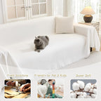 MYSKY HOME Couch Covers for Pets Thick Chenille White Cream Sofa Slipcover - Image 2
