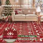 Christmas Runner Rug 2x6 Washable Rugs, Boho Christmas Tree Snowflake Rug - Image 7