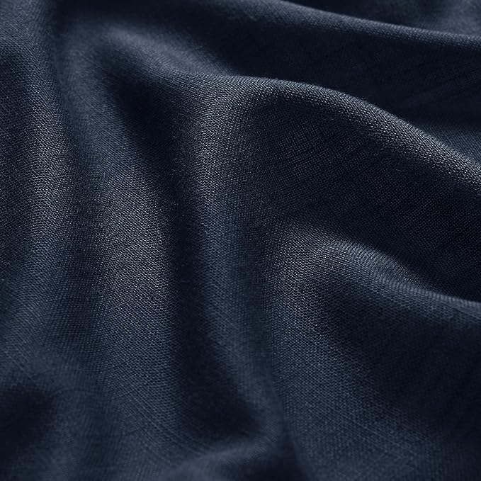 Navy Blue Linen Curtains 102 Inches Long - Image 5