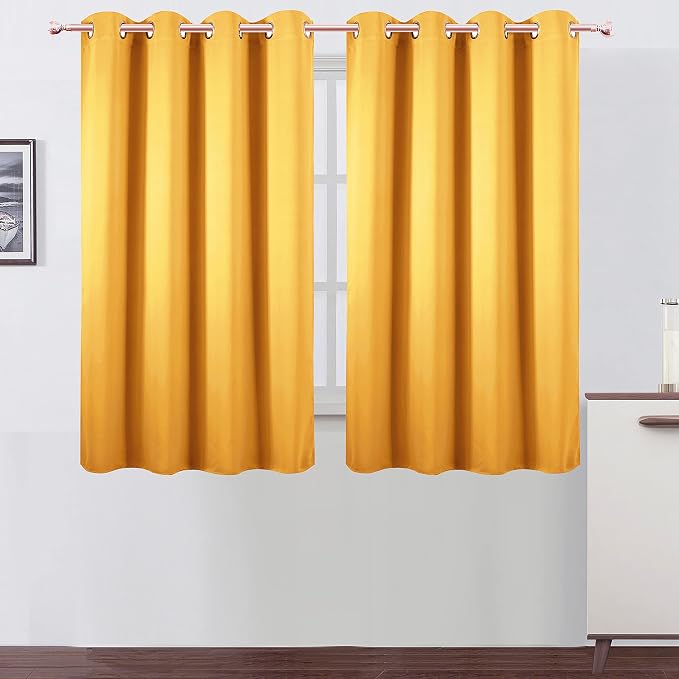 LEMOMO Yellow Thermal Blackout Curtains/52 x 54 Inch/Set of 2 Panels Room by Lemomo