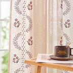 jinchan Belrose Linen Curtains for Bedroom Floral Curtains 63 Inch Length Linen by JINCHAN
