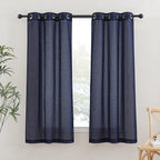 NICETOWN Living Room Curtains 63 inch Length, Grommet Semi Sheer Linen Curtains by NICETOWN