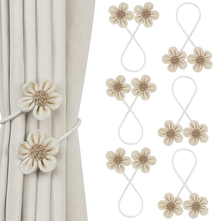 KLOGTSIND Flower Curtain Tiebacks, 6 Pack Curtain Ties Elegant DIY Curtain by KLOGTSINDDirect