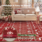 Christmas Rug 6x9 Washable Rugs, Boho Christmas Tree Snowflake Rug Non-Slip - Image 7