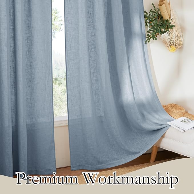 RYB HOME Semi Sheer Curtains 63 inch Length, Light Filtering Airy Privacy - Image 4