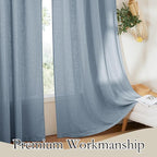 RYB HOME Linen Curtains 120 inches Long, Extra Long Floor Sweeping Semi Sheer - Image 4