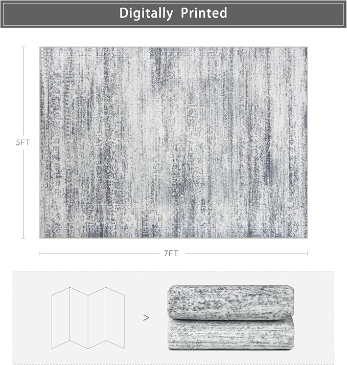 Washable Rugs 5x7 Area Rugs for Living Room, Rugs for Bedroom, Large Carpets - Image 2