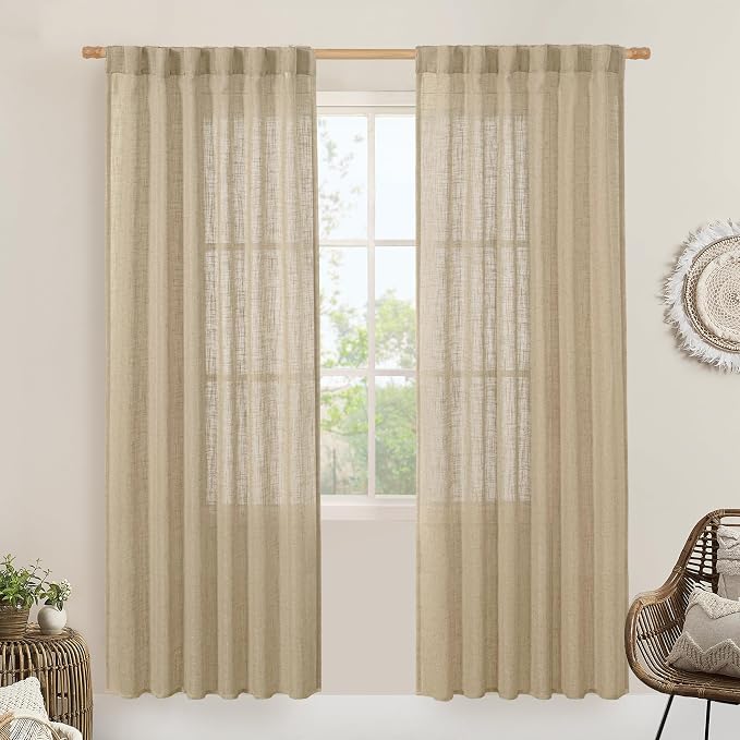 LAMIT Light Filtering Linen Curtains 78 inch by LAMIT