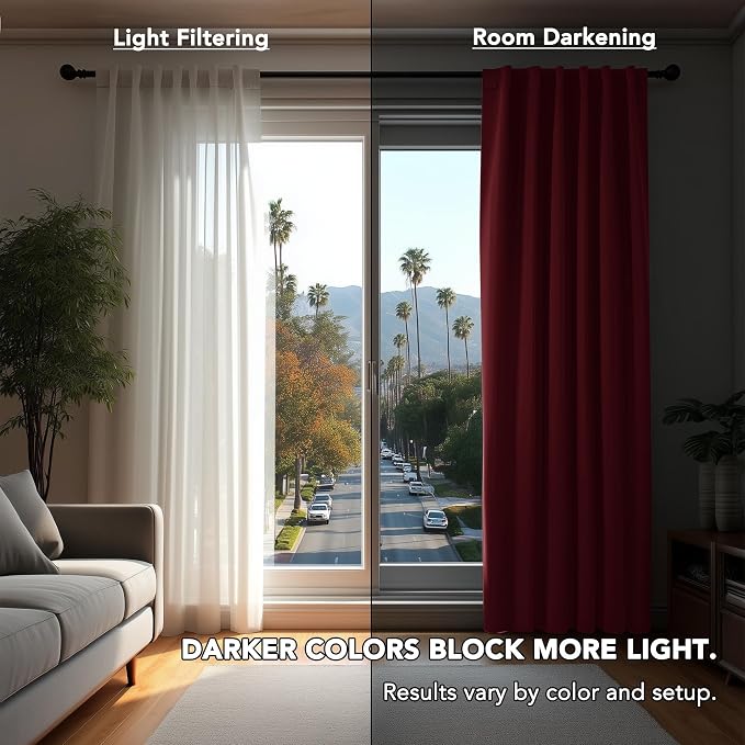 Deconovo Blackout Curtains, Thermal Insulated, W70 x L108 2 Panels, Back Tab - Image 3
