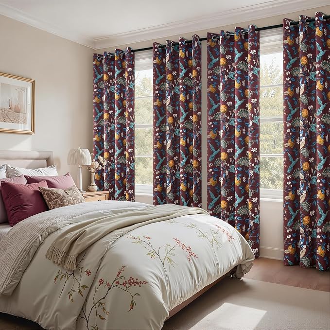 Topfinel Rust Boho Floral Curtains 90 Inches Long 2 Panels Unique Luxury - Image 6