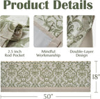jinchan Linen Valance Curtain for Kitchen Vintage Damask Floral Blackout - Image 6