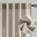 MIULEE Burlywood Birch Linen Curtains 72 Inch Length 2 Panels - Image 2