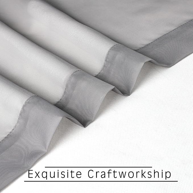 OVZME 2 Panels Grey Sheer Curtains, Elegant Light Filtering Sheer Curtains - Image 5