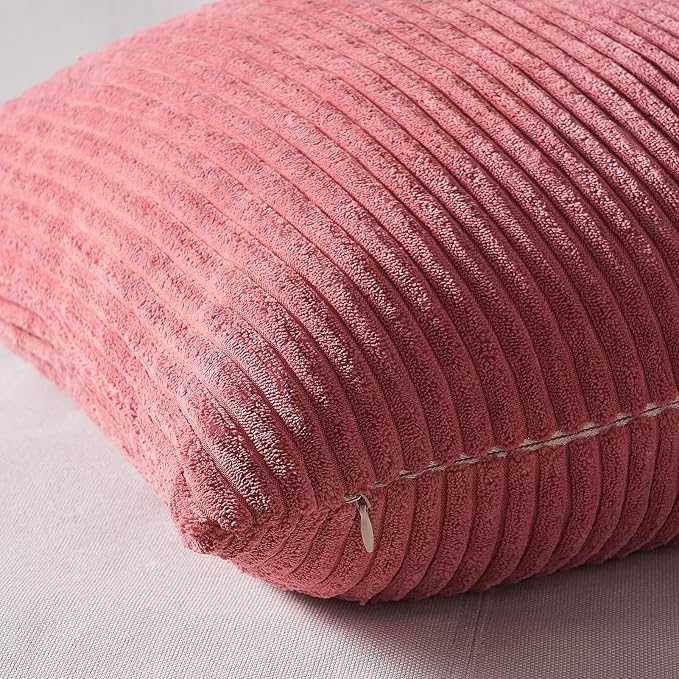 Topfinel Pink Throw Pillow Covers 16x16 Inch Set of 4, Soft Farmhouse Corduroy - Image 7