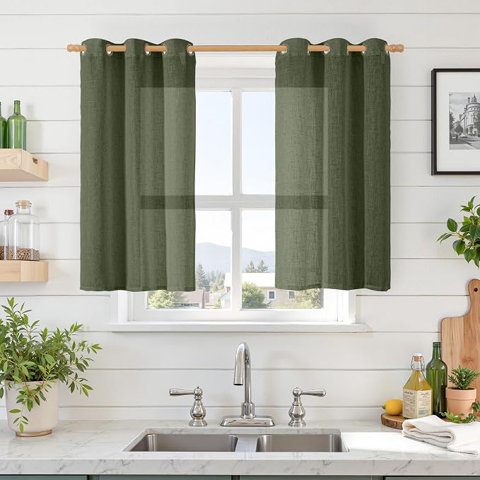 LAMIT Sheer Linen Curtains 40 inch Long by LAMIT