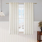 Cream Semi Sheer Linen Curtains 63 inch Length by Nanspring