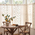 jinchan Belrose Linen Floral Cafe Curtains 54 Inch Length Embroidered Farmhouse - Image 3