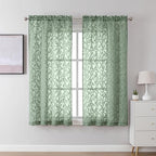 Lecloud Leia Sage Green Sheer Curtains 45 Inch Length 2 Panels, Elegant Balance by Lecloud
