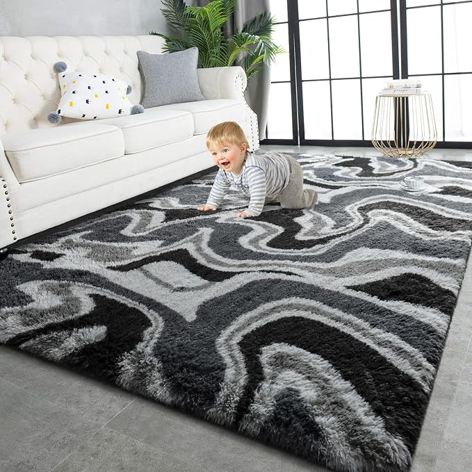 TWINNIS Super Soft Shaggy Rugs Fluffy Carpets, 4x5.9 Feet, Indoor Modern Plush by TWINNIS